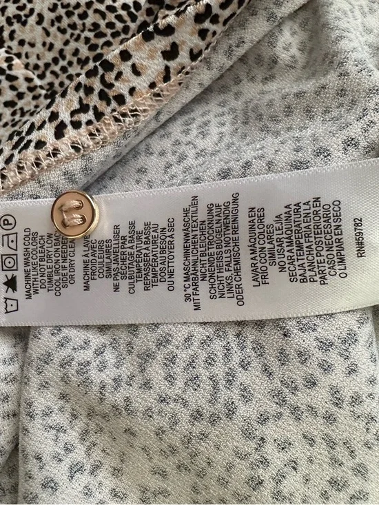 Adrianna Papell Black and Cream Printed Long Sleeve Scoop Neck top size L - Picture 7 of 9